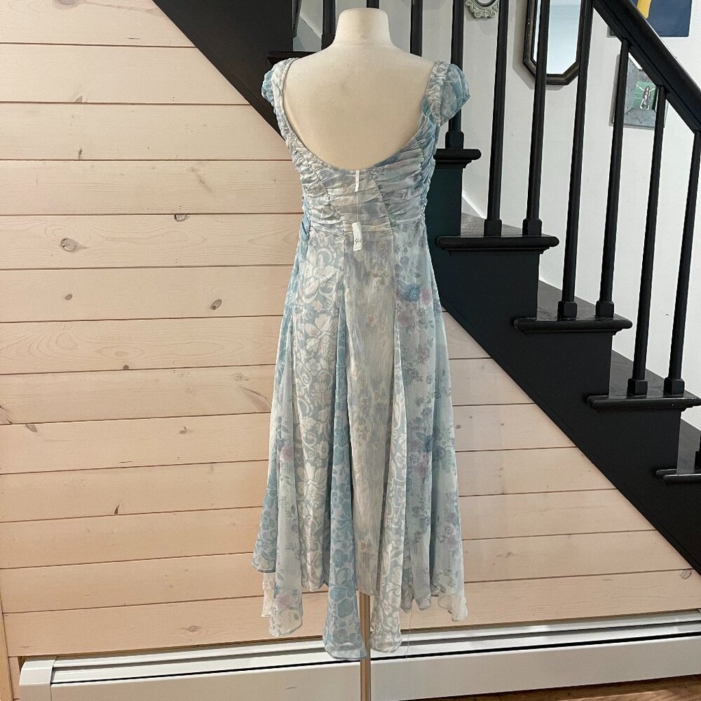 023 Free People Heart To Heart Midi Dress In Blue Combo NWT Size XS (0) - Picture 5 of 8